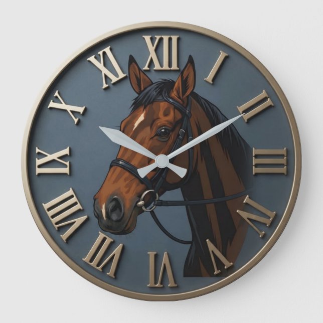 Equestrian Brown Horse   Large Clock (Front)