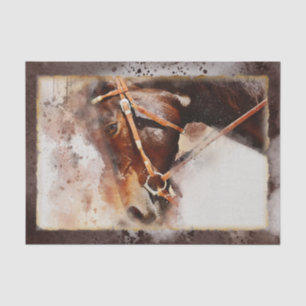 Equestrian Brown Horse Watercolor Decoupage Tissue Paper