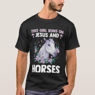 Equestrian Christian This Girl Runs On Jesus And H T-Shirt
