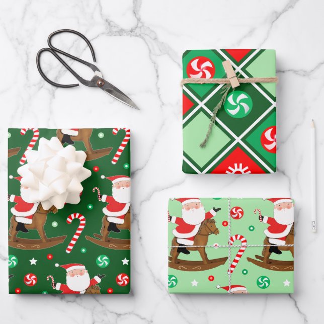 Equestrian Christmas Gift Wrapping Paper Sheet (Front)