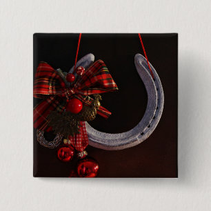 Equestrian Christmas Hanging Horseshoe Photo 15 Cm Square Badge