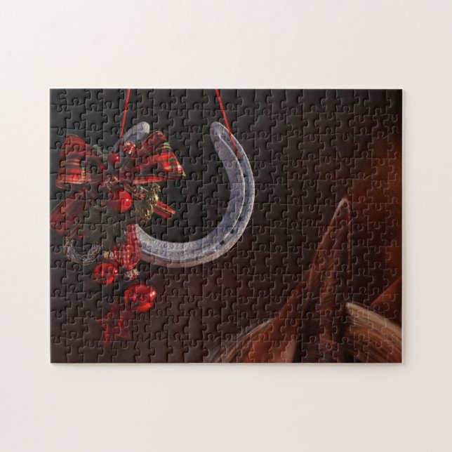 Equestrian Christmas Hanging Horseshoe Photo Jigsaw Puzzle (Horizontal)