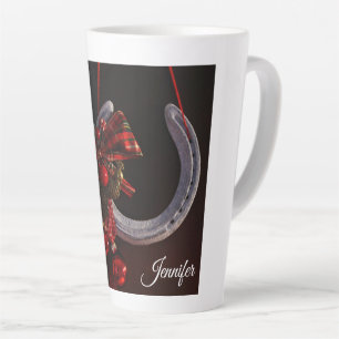 Equestrian Christmas Hanging Horseshoe Photo Latte Mug