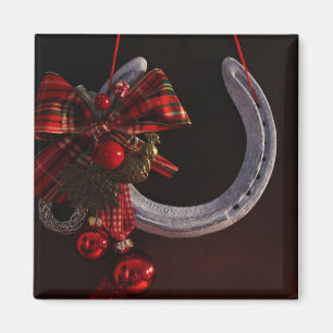 Equestrian Christmas Hanging Horseshoe Photo Magnet