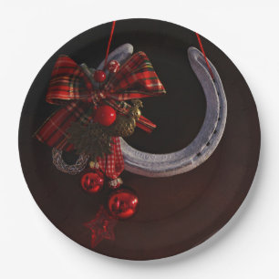 Equestrian Christmas Hanging Horseshoe Photo Paper Plate