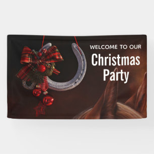 Equestrian Christmas Hanging Horseshoe Photo Party Banner