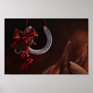 Equestrian Christmas Hanging Horseshoe Photo Poster