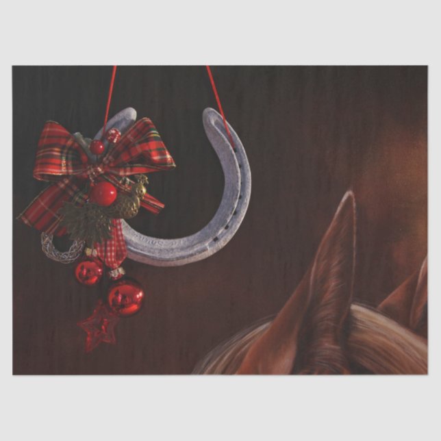 Equestrian Christmas Hanging Horseshoe Photo Tissue Paper (Front)