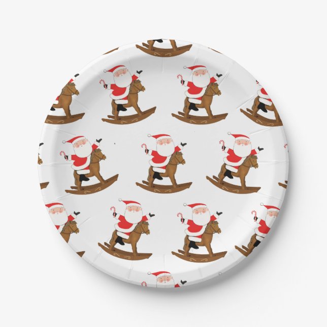 Equestrian Christmas Party Paper Plate (Front)