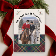 Equestrian Christmas Photo Classic Tartan Plaid