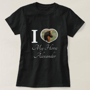 Equestrian Cute I love my horse heart photo name T-Shirt
