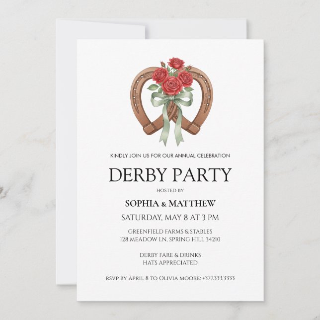 Equestrian Derby Party Modern Race Horse Invite (Front)