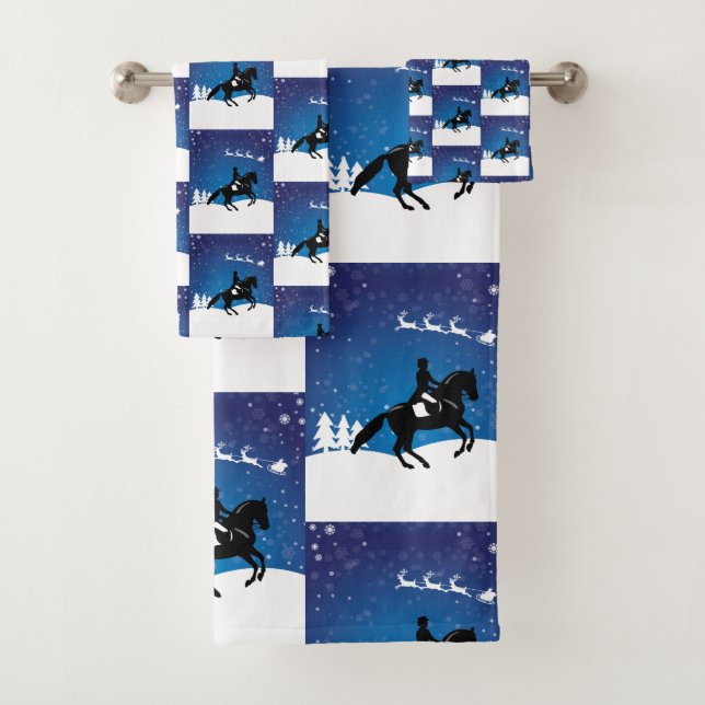 Equestrian Dressage Horse Winter Bath Towel Set (Insitu)