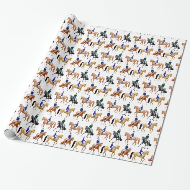 Equestrian Dressage Horse Wrapping Paper (Unrolled)