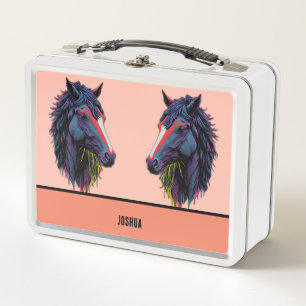 Equestrian Enthusiast Colourful Graffiti Horse Metal Lunch Box
