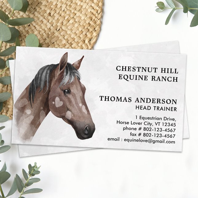Equestrian Equine Personalised Watercolor Horse  Business Card (Creator Uploaded)