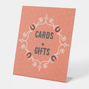 Equestrian Frame Lucky Horseshoe Pattern Pedestal Sign