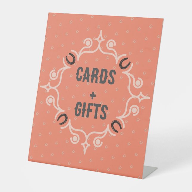 Equestrian Frame Lucky Horseshoe Pattern Pedestal Sign (Front)