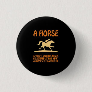 Equestrian Gift A Horse Gallops 3 Cm Round Badge