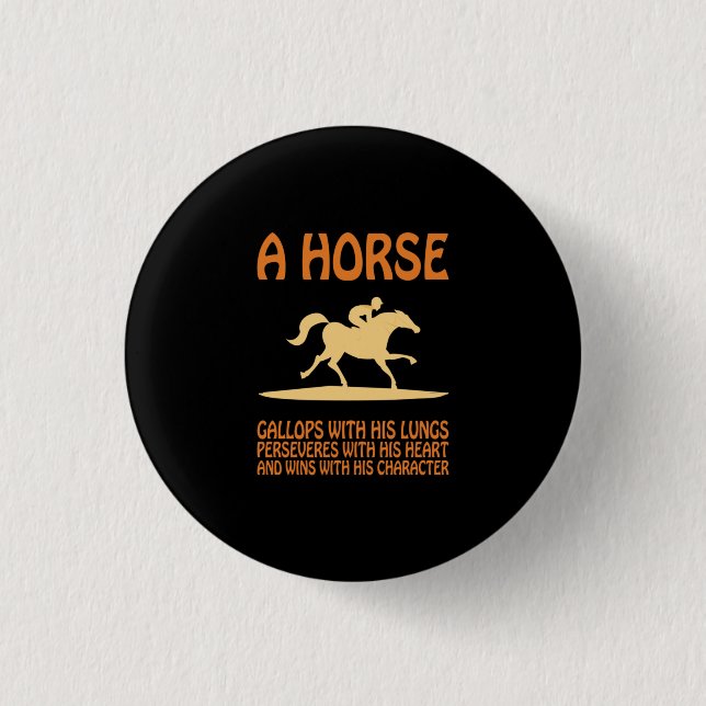 Equestrian Gift | A Horse Gallops 3 Cm Round Badge (Front)