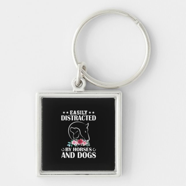 Equestrian Gift | Easily Distracted By Horses Key Ring (Front)