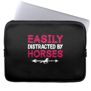Equestrian Gift Easily Distracted By Horses Laptop Sleeve