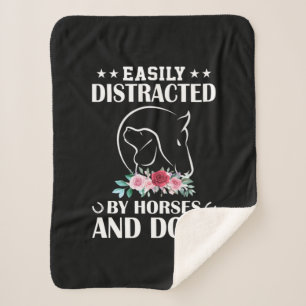 Equestrian Gift Easily Distracted By Horses Sherpa Blanket