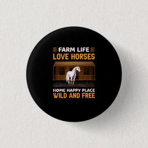 Equestrian Gift Farm Life Love Horses 3 Cm Round Badge