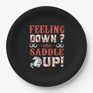 Equestrian Gift Feeling Down Saddle Up Paper Plate