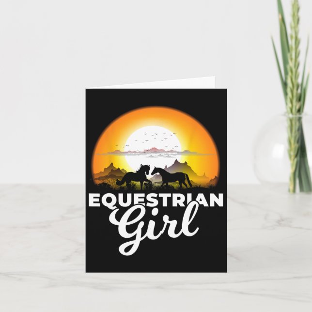 Equestrian Girl - A Girl Who Loves Horses T Shirt  Card (Front)