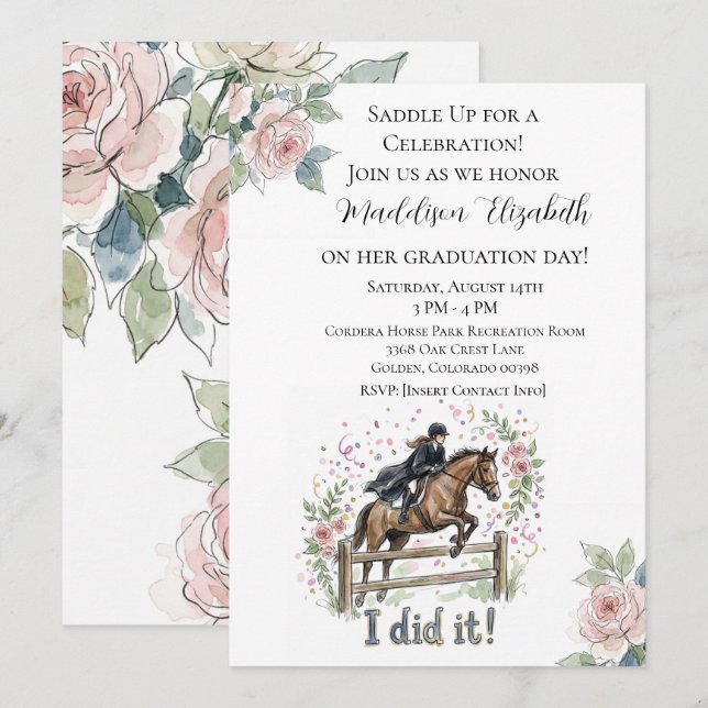 Equestrian Graduation Invitation (Front/Back)
