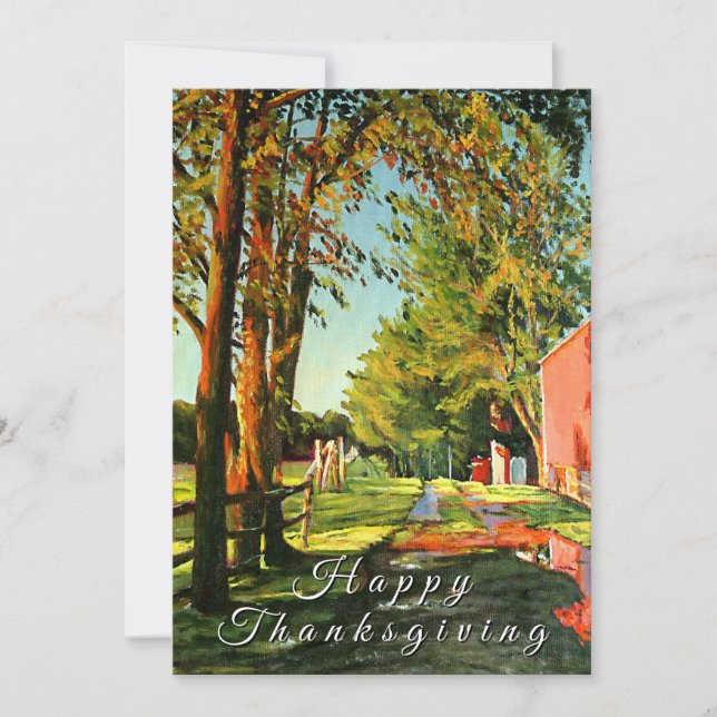 Equestrian Horse Barn Bright Reds Greens Yellows Holiday Card (Front)