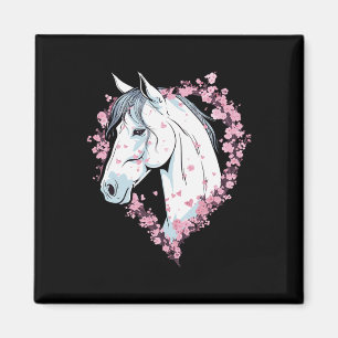 Equestrian Horse Cherry Blossom Horseback Riding Magnet