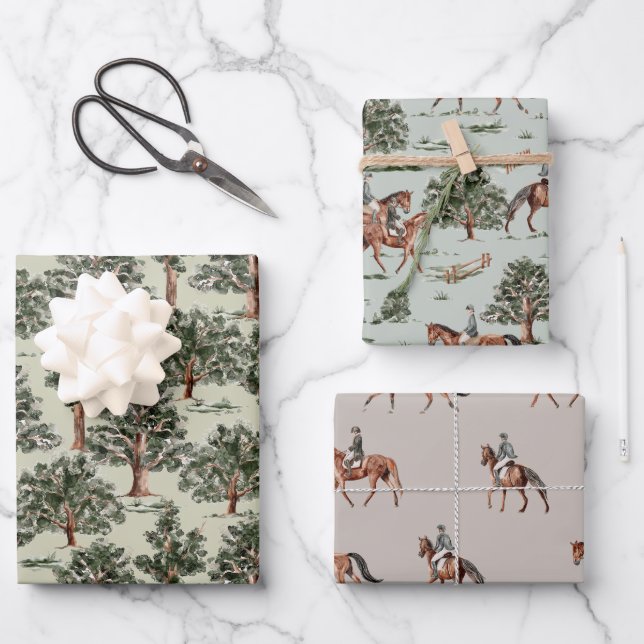 Equestrian Horse Classic Wrapping Paper Sheet (Front)