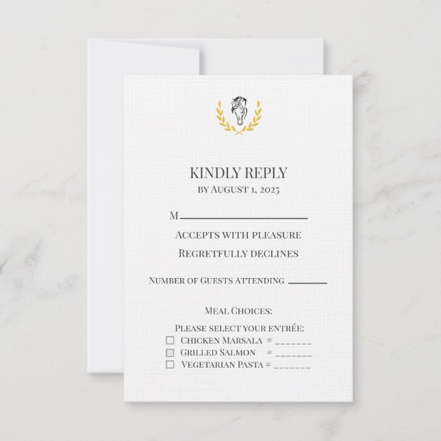 Equestrian Horse Crest Wedding RSVP Card (Front)