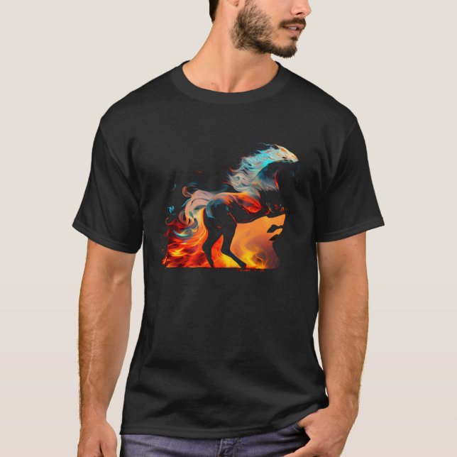 Equestrian Horse  Fire Cowgirl Western Rodeo T-Shirt (Front)