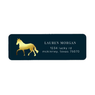 equestrian horse gold foil Return Address Label