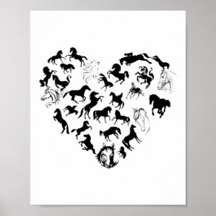 Equestrian Horse Heart Horseback Western Riding Wo Poster