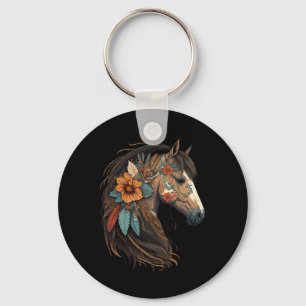 Equestrian Horse Portrait Western Cowgirl Horsebac Key Ring