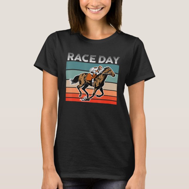 Equestrian Horse Racing Racer Horse Jockey Retro R T-Shirt (Front)