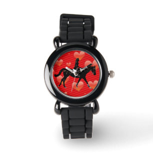Equestrian Horse & Red Hearts Watch