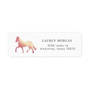equestrian horse rose gold Return Address Label