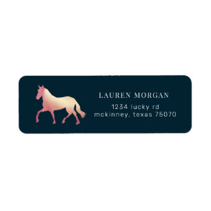 equestrian horse rose gold Return Address Label