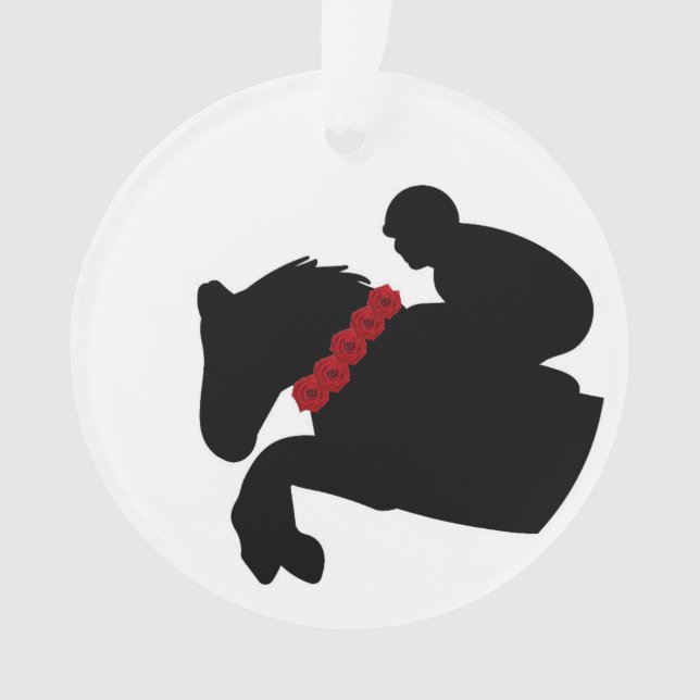 Equestrian Horse Show Jumper Silhouette NAME Roses Ornament (Front)