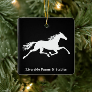 Equestrian Horse Stable Name Black Ceramic Ornament