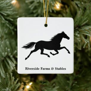Equestrian Horse Stable Name White Ceramic Ornament
