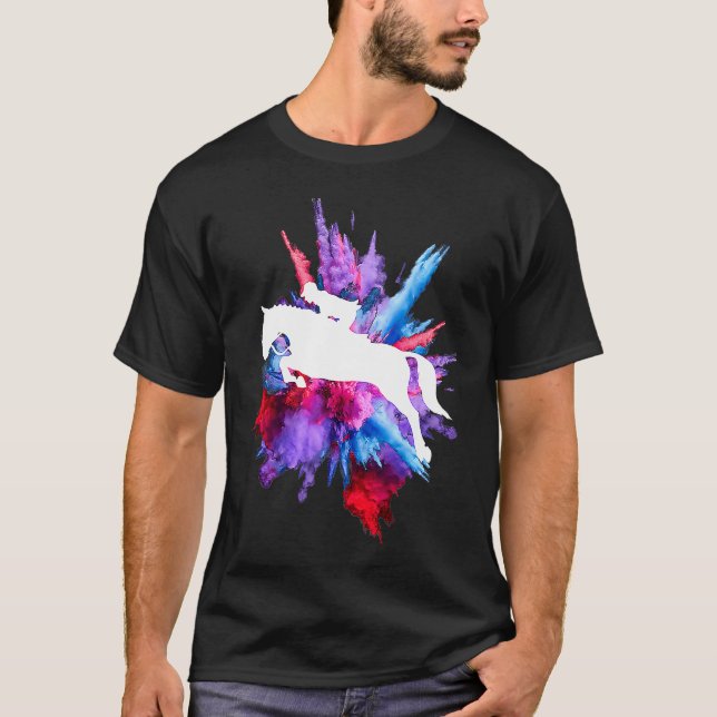 Equestrian Horseback Riding Colour Blast T-Shirt (Front)