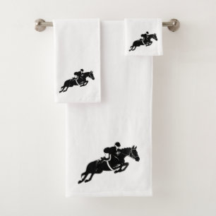Equestrian Jumper White Bath Towel Set