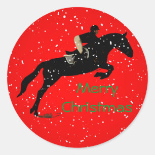 Equestrian Jumpin Great Christmas Classic Round Sticker