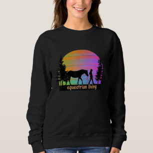 Equestrian Living Colourful Sunset Horse Girl Silh Sweatshirt